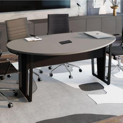 Mesa de Reunião Orgânica Moderno sem Gavetas MDP 180CM Cinza Sagrado com Preto