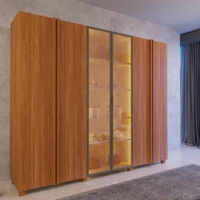 Guarda Roupa Casal BP 05 Reflecta 6 Portas 4 Gavetas MDF-MDP Nogal BP Bom Pastor Móveis 239CM