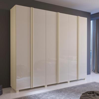 Guarda Roupa Casal BP 04 6 Portas de Bater 4 Gavetas MDP Bege BP Bom Pastor Móveis 239CM