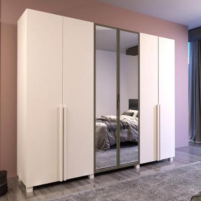 Guarda Roupa Casal BP 03 6 Portas de Bater 4 Gavetas MDF-MDP Bege Bom Pastor Móveis 239CM