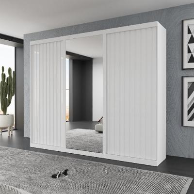 Guarda Roupa Casal Active 3 Portas de Correr 6 Gavetas MDF com Espelho Branco Bom Pastor Móveis