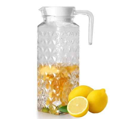 Jarra Diamond Suqueira Vidro Texturizado com Tampa Prático para Geladeira Transparente 1L