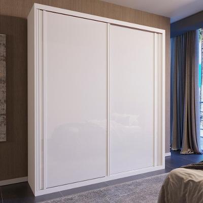 Guarda Roupa Solteiro Vegas 2 Portas de Correr 2 Gavetas MDF Branco Bom Pastor Móveis 138CM