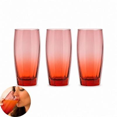 Jogo de Copos Florida Degradê para Água e Suco Vidro Design Moderno Cozinha Laranja Yeet 365ML