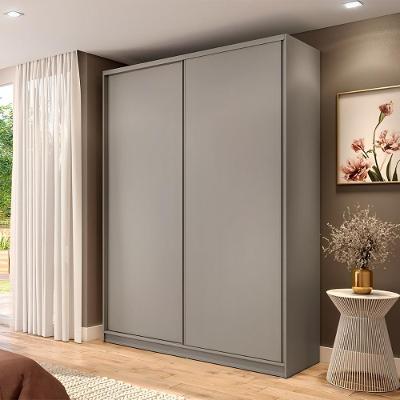 Guarda Roupa Solteiro Bend 2 Portas Correr 3 Gavetas MDF Grigio Casa Lar Shop