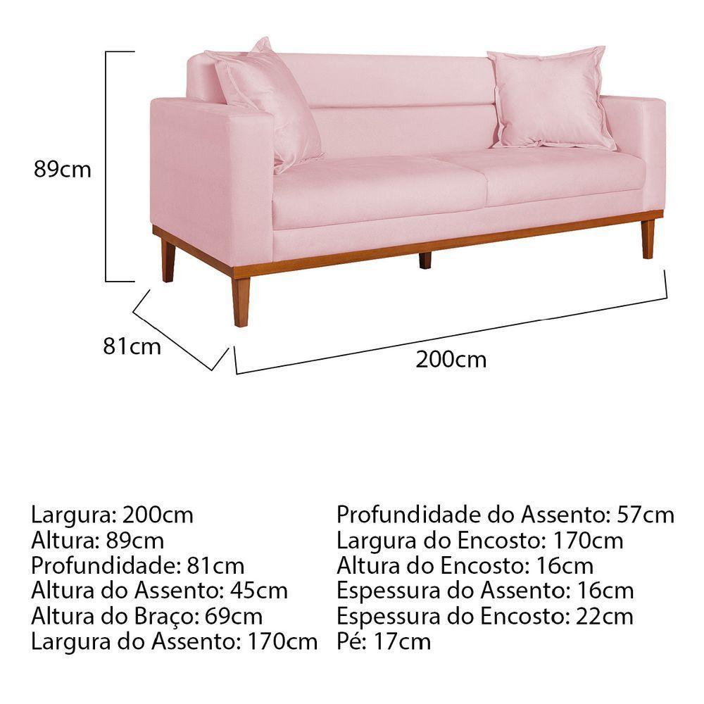 Sofá 2 Lugares Viena Suede Rosa Bebê - 9