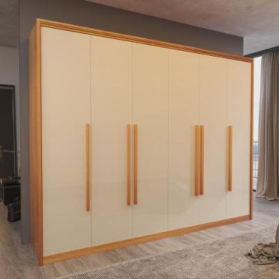 Guarda Roupa Casal Rivoli 6 Portas de Bater 6 Gavetas MDF Naturale-OFF Bom Pastor Móveis 241CM