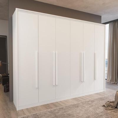 Guarda Roupa Casal Rivoli 6 Portas de Bater 6 Gavetas MDF Branco Bom Pastor Móveis 241CM