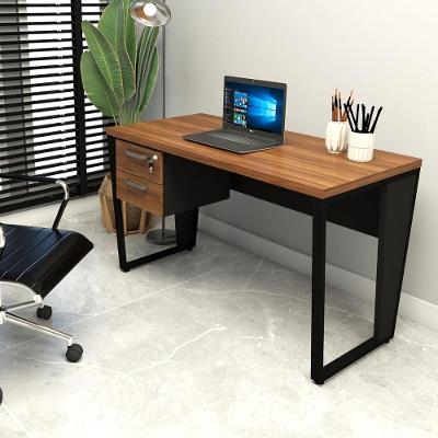 Escrivaninha Office Moderno 2 Gavetas 135CM Nogal com Preto F5 Office