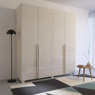 Guarda Roupa Solteiro BP 01 4 Portas de Bater 3 Gavetas MDF Bege