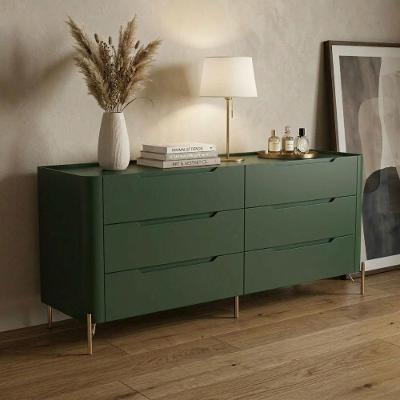 Cômoda para Quarto Bend 6 Gavetas MDF Pés em Metal Musgo com Dourado Casa Lar Shop