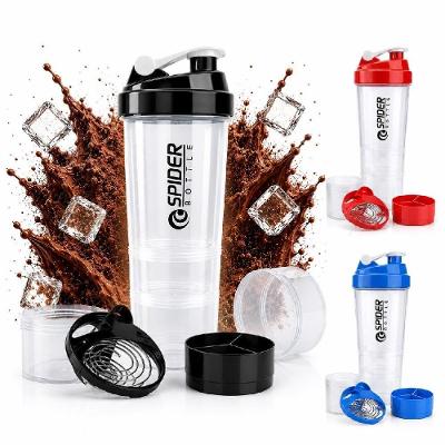 Coqueteleira Fitness Shakeira 3 Compartimento Porta Comprido com Compartimentos Yeet 500ML