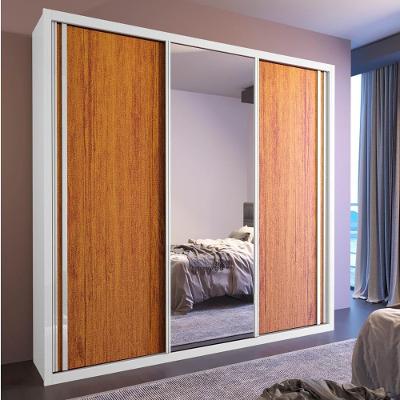 Guarda Roupa Casal Torino C Espelho 3 Portas de Correr 4 Gavetas MDF Branco-naturale Bom Pastor