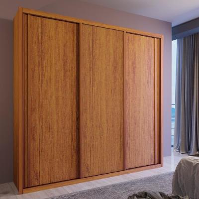 Guarda Roupa Casal Torino 3 Portas de Correr 4 Gavetas MDF Naturale Bom Pastor Móveis 205CM