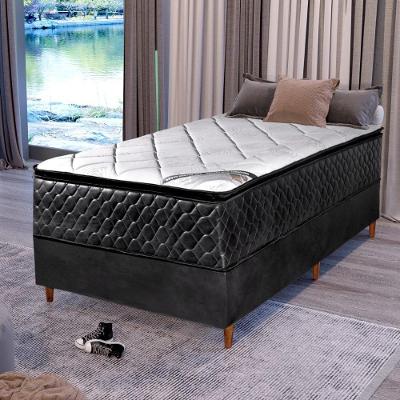 Colchão Solteiro Molas Ensacadas Vougue D45 Pillow Top Preto Bom Pastor Móveis