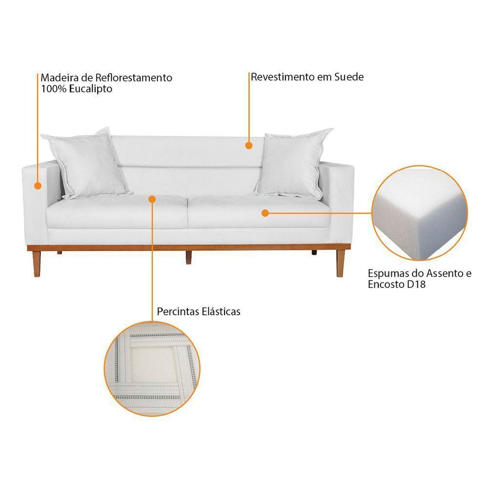 Sofá 2 Lugares Viena Suede Branco - 6