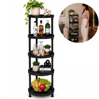 Estante Organizadora Modular Multiuso 5 Andares Preta com Prateleiras Vazadas para Cozinha Sala