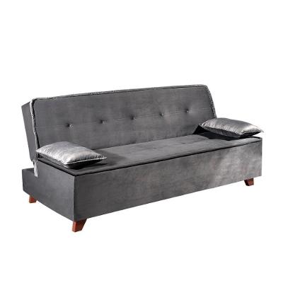 Sofá Cama Zoe 2 Lugares Retrátil e Reclinável 185CM Cinza Veludo Bom Pastor