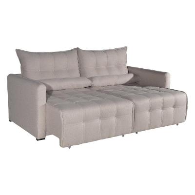 Sofá Cama Innova 4 Lugares Retrátil 215CM Bege Bom Pastor Móveis