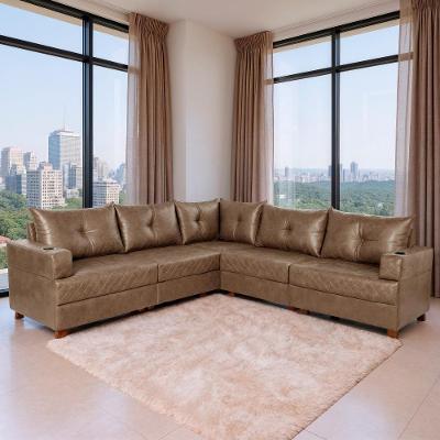 Sofá de Canto Essenza Luxo 5 Lugares Reclinável 257CM Café Veludo