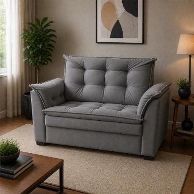 Sofá Alice 2 Lugares Fixo Suede com Espuma D28 Cinza Chumbo Império Decor 140CM