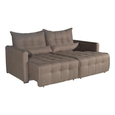 Sofá Cama Innova Linho 4 Lugares Retrátil 215CM Marrom