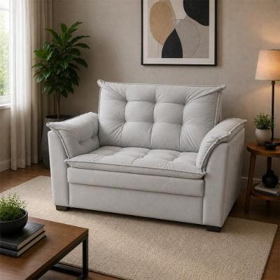 Sofá Alice 2 Lugares Fixo Suede Confortável Cinza 140CM Império Decor