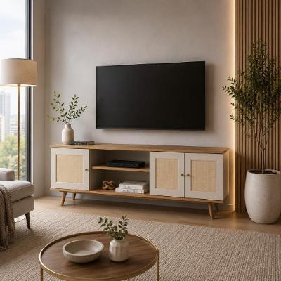 Rack para TV Unique 180CM MDF com Porta Palha Natural Louro com Luna