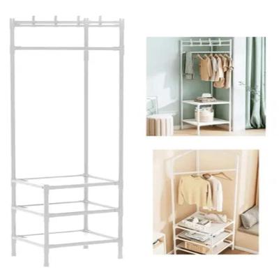 Sapateira Estante Multiuso com Cabideiro e Prateleiras sem Porta sem Gavetas 60CM Branco