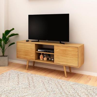 Rack para TV Rack Sala Retrô para Tv Até 65 Polegadas 136CM MDP com Portas Natural Tecno Mobili