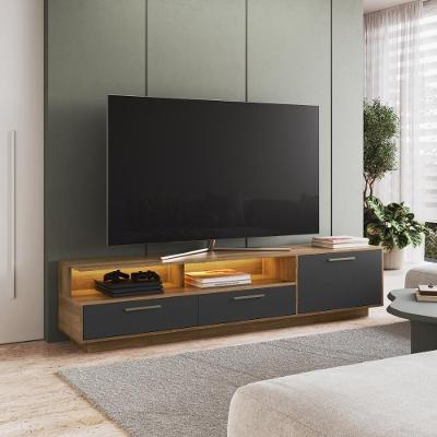 Rack para TV Rack Sala para Tv 75 Polegadas 200CM MDP com LED Mel com Grafite