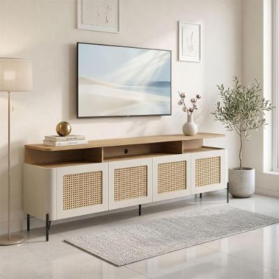 Rack para TV Bend 220CM MDF Porta Sextavada Louro e Luna com Preto Casa Lar Shop