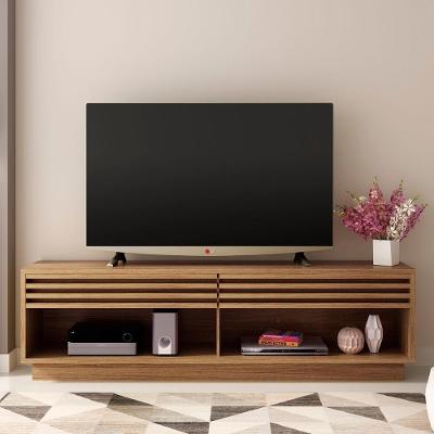 Rack para TV Até 65 Polegadas 200CM MDP com Nichos Gavetas Marrom Claro Natural Tecno Mobili