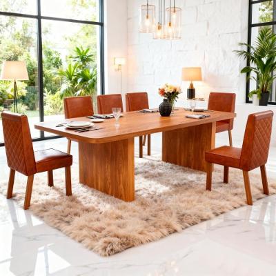 Sala de Jantar Creta 6 Lugares Tampo em MDF Marrom 180CM Bom Pastor Móveis