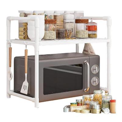 Rack Organizador Suporte para Micro-ondas Prateleira Porta Temperos em Plástico e Metal para Cozinha
