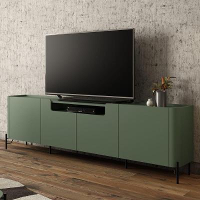 Rack para Sala Bend 4 Portas Lisas 220CM MDF Musgo com Preto Casa Lar Shop