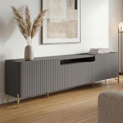 Rack para Sala Bend 260CM 4 Portas Brise 100% MDF Grigio com Dourado Casa Lar Shop
