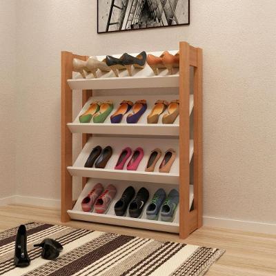 Sapateira Vertical Organizador de Sapatos 4 Prateleiras 69CM MDP Branco com Amêndoa Tecno Mobili