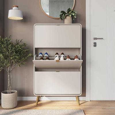 Sapateira Vertical 3 Portas 3 Gavetas 76,5CM MDF MDP Bege