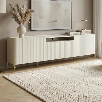 Rack para Sala Bend 220CM MDF 4 Portas Brise Luna com Dourado Casa Lar Shop