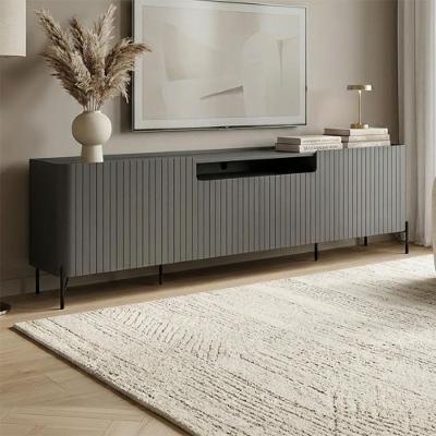 Rack para Sala Bend 220CM MDF 4 Portas Brise Grigio com Preto Casa Lar Shop