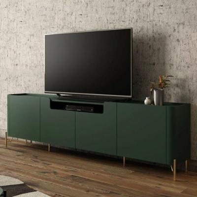 Rack para Sala Bend 220CM 4 Portas Lisas MDF Musgo com Dourado Casa Lar Shop