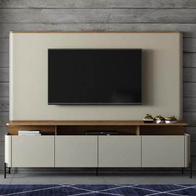 Rack com Painel para Sala Bend Louro e Luna com Preto 220CM MDF 4 Portas Casa Lar Shop
