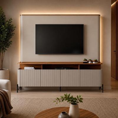 Rack com Painel Bend para TV 180CM MDF Portas Brise Louro e Luna com Preto Casa Lar Shop