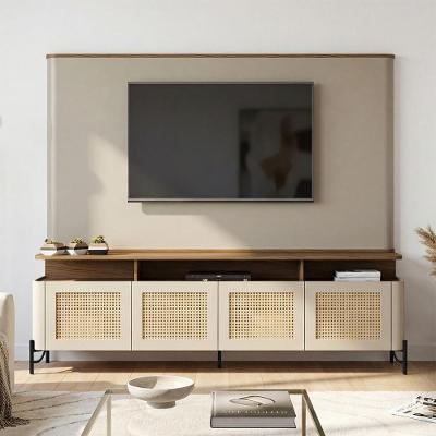 Rack com Painel para TV Bend 180CM MDF Porta Sextava Louro e Luna com Preto Casa Lar Shop