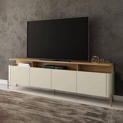 Rack para TV Bend 180CM MDF com 4 Portas Louro e Luna com Dourado