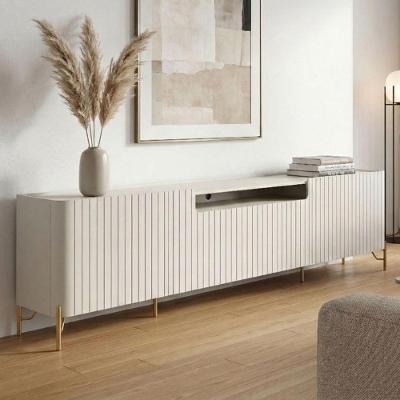 Rack para Sala Bend 260CM 4 Portas Brise Pés Metal 100% MDF Luna com Dourado