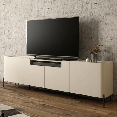 Rack para Sala Bend 220CM 4 Portas Lisas MDF Luna com Preto Casa Lar Shop
