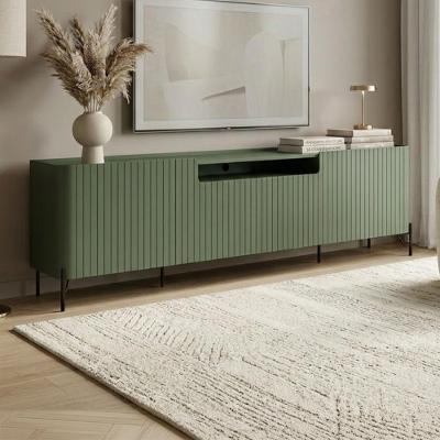 Rack para Sala Bend 220CM 4 Portas Brise MDF Musgo com Preto Casa Lar Shop