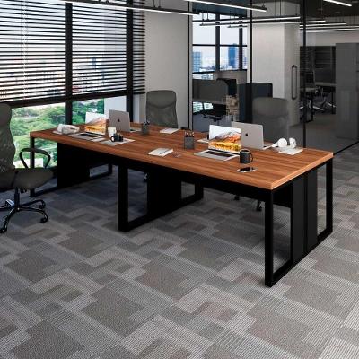 Plataforma de Trabalho para 4 Pessoas sem Gavetas 300CM Nogal com Preto F5 Office